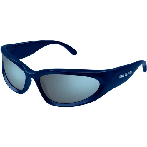 Blaue Sonnenbrille mit Originalzubehör , Herren, Größe: 65 MM - Balenciaga - Modalova