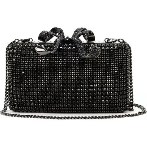 Clutches, female, , Size: ONE SIZE Rhinestone Clutch with Shoulder Strap - Self Portrait - Modalova