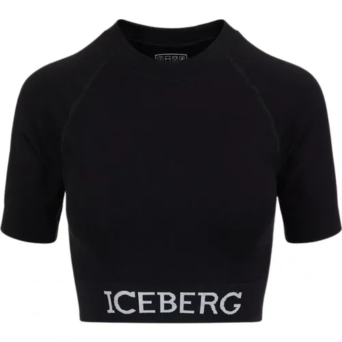 Logo Crop Top , Damen, Größe: S - Iceberg - Modalova