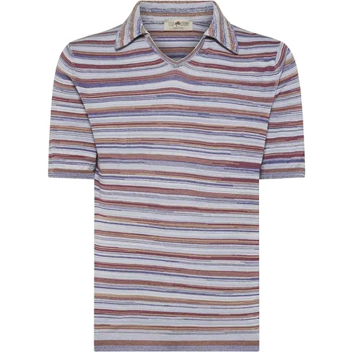 Striped Cotton Polo Multicolored T-shirt , male, Sizes: L - Irish Crone - Modalova