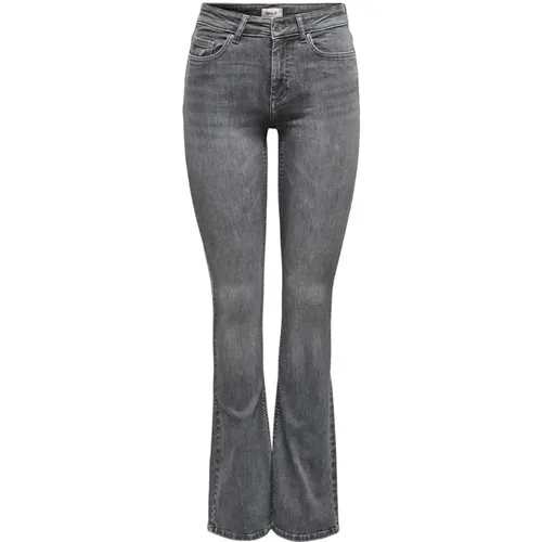 Boot-cut Jeans, female, , Size: W34 L30 Grey Flare Jeans Midrise Relaxed Fit - Only - Modalova