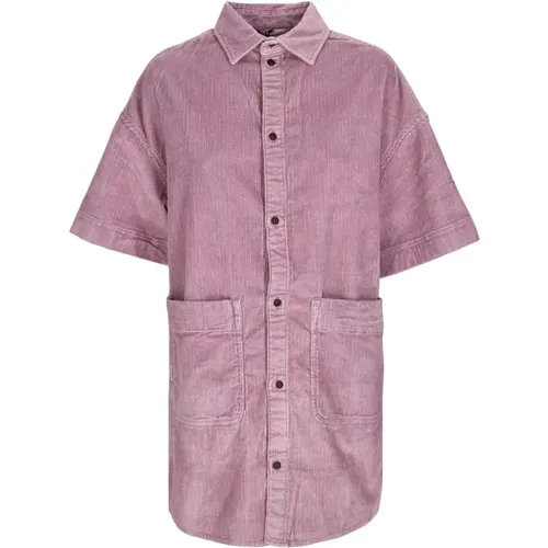 Shirt Dresses, female, , Size: S Velvet Shirt Dress with Short Sleeves - Element - Modalova