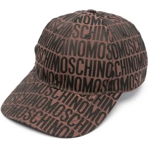 Brauner Jacquard Logo Hut , Herren, Größe: ONE Size - Moschino - Modalova
