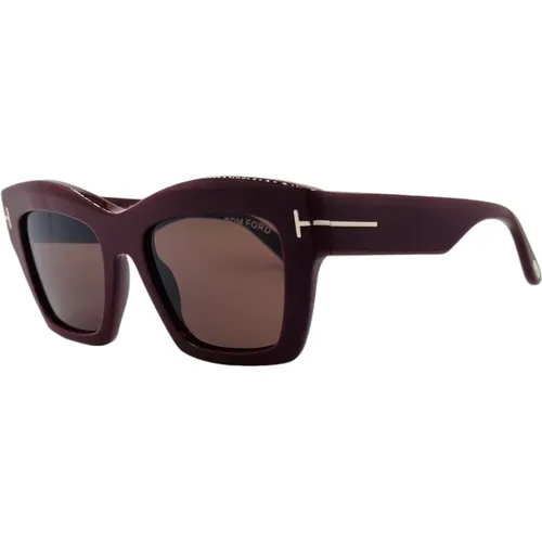 Butterfly Square Sunglasses in Burgundy , female, Sizes: ONE SIZE, 52 MM - Tom Ford - Modalova