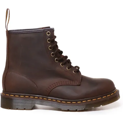 Braune Lederstiefel mit Geriffelten Kanten , Herren, Größe: 43 1/2 EU - Dr. Martens - Modalova