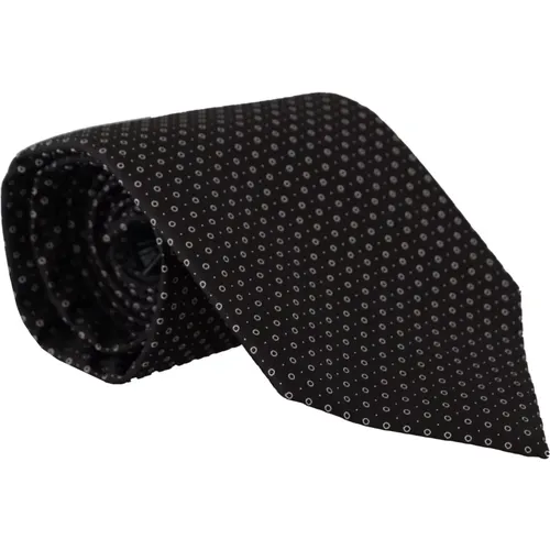 Elegant White Polka Dot Silk Tie , male, Sizes: ONE SIZE - Dolce & Gabbana - Modalova