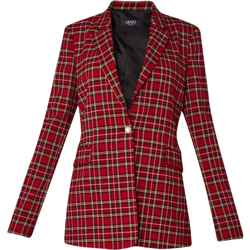 Blazers, female, , Size: 2XS Tartan Blazer Classic Style - Liu Jo - Modalova