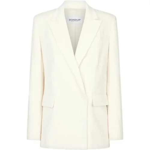 Blazers, female, , Size: XS Velvet double-breasted blazer Offwhite - Dondup - Modalova