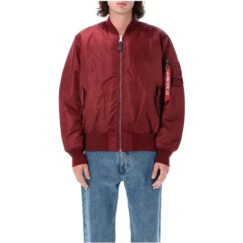 Bomber Jackets, male, , Size: XL Burgundy Ma-1 Bomber Jacket Outerwear - alpha industries - Modalova