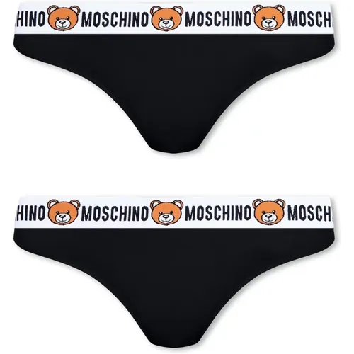 Bottoms, female, , Size: XL Branded thong 2-pack - Moschino - Modalova