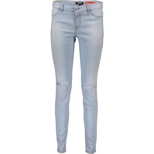 Blauer Jeans mit Stickerei und Kontrastdetails - Just Cavalli - Modalova