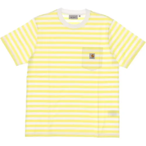 T-Shirts, male, , Size: XL Limoncello/White Pocket Tee - Carhartt WIP - Modalova