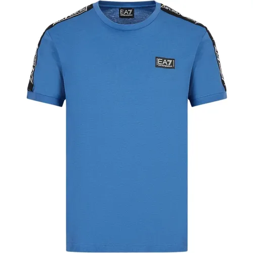 EA7 Emporio Armani Shirt Kurzarm-T-Shirt mit Rundhalsausschnitt und Logo-Print aus Baumwolle - Emporio Armani EA7 - Modalova