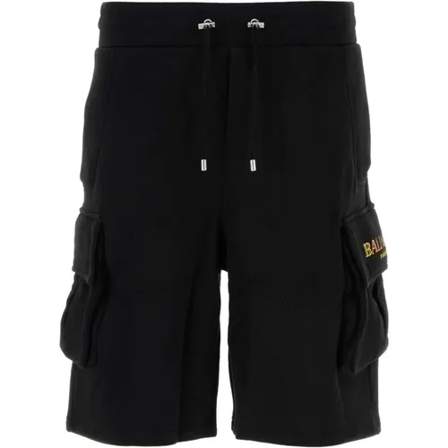 Schwarze Baumwoll-Bermuda-Shorts - Balmain - Modalova