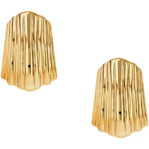 Ribbed Earrings Gold Omega-Clip Post , female, Sizes: ONE SIZE - Anine Bing - Modalova