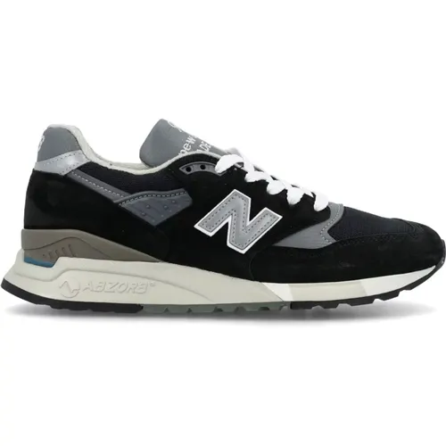 Black Suede Sneakers Low Top Lace-up , male, Sizes: 6 1/2 UK - New Balance - Modalova