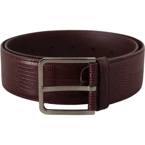 Maroon Wide Logo Engraved Buckle Belt , female, Sizes: 70 CM - Dolce & Gabbana - Modalova