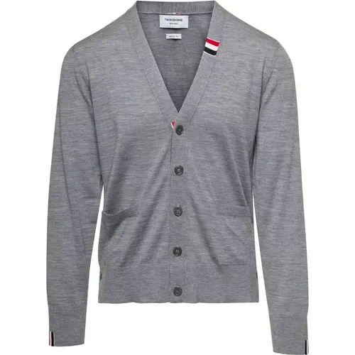 Cardigans, male, , Size: XL Cardigan Grey - Thom Browne - Modalova