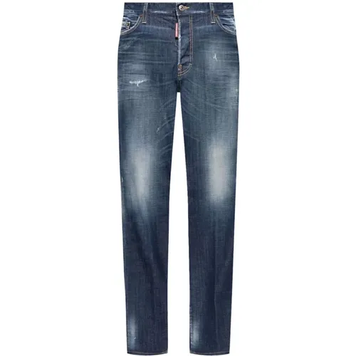 Blaue Distressed Denim Jeans , Herren, Größe: L - Dsquared2 - Modalova