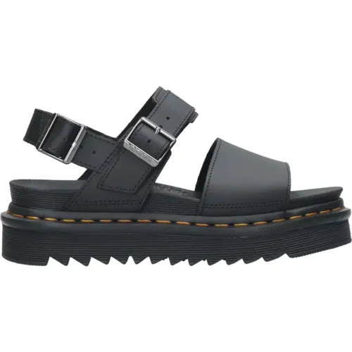 Schwarze Ledersandalen mit Quad-Sohle , Damen, Größe: 37 EU - Dr. Martens - Modalova