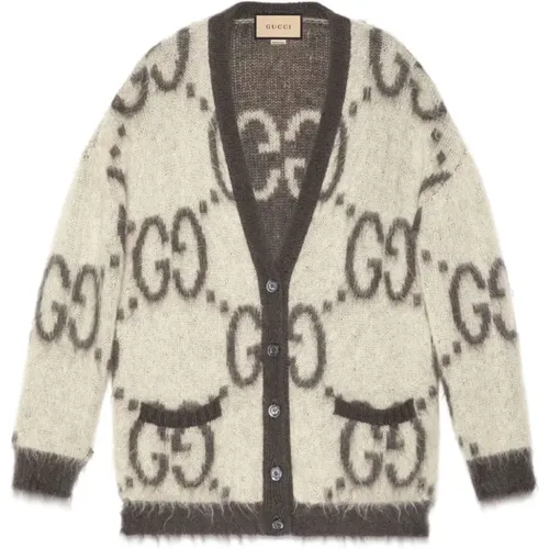 Monogram Jacquard V-Neck Sweater , female, Sizes: L - Gucci - Modalova