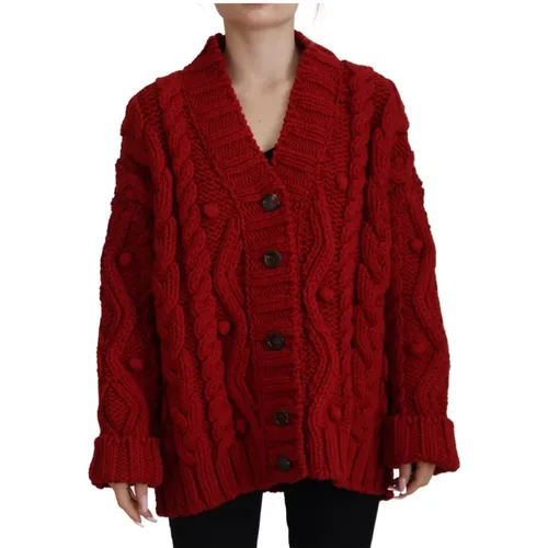 Wool Knit Button Down Cardigan Sweater , female, Sizes: 2XS - Dolce & Gabbana - Modalova