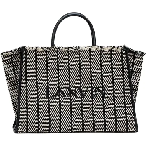 Handbags, female, , Size: ONE SIZE Modern Chevron Pattern Tote Bag - Lanvin - Modalova