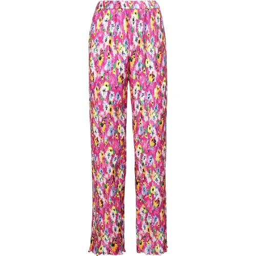 Straight Trousers, female, , Size: 2XS Floral-print wide Trousers - Msgm - Modalova