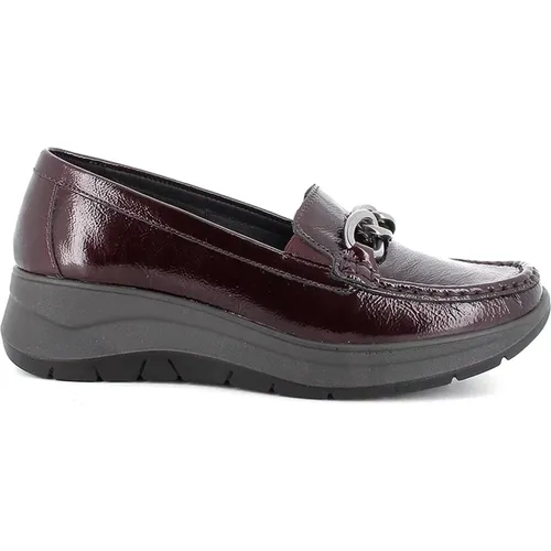 Bordeaux Leather Moccasins with Wedge , female, Sizes: 3 UK, 5 UK, 4 UK, 2 UK, 6 UK, 8 UK, 7 UK - IGI&Co - Modalova