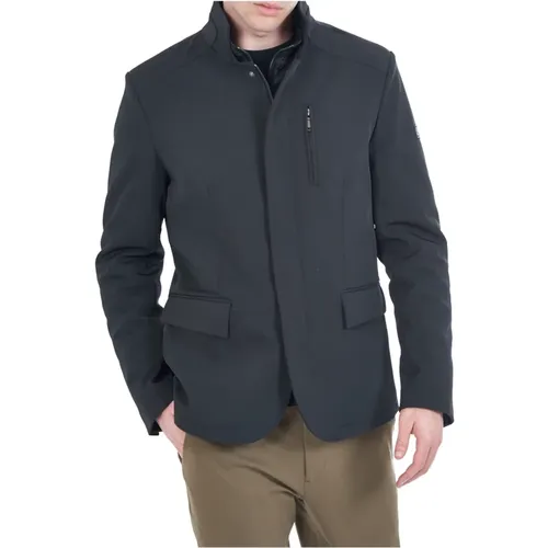 Blaue Jacke mit versteckter Reißverschlusstasche , Herren, Größe: XL - YES ZEE - Modalova