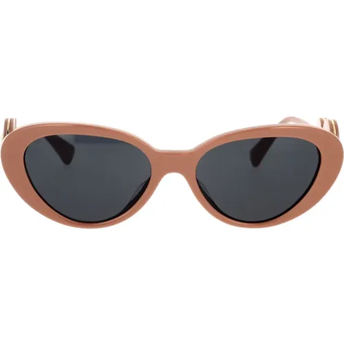 Cat-Eye Sunglasses with Dark Grey Lens and Frame , unisex, Sizes: 54 MM - Versace - Modalova