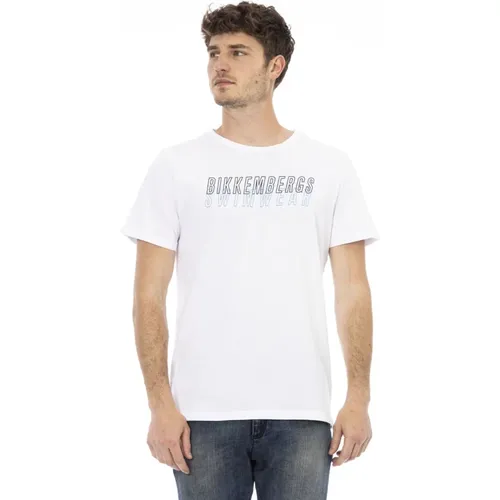 Front Print T-shirt - Beachwear Collection , male, Sizes: L, XL, M, S - Bikkembergs - Modalova