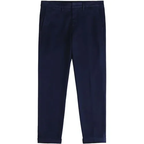 Straight Trousers, male, , Size: W38 Navy Cotton Trousers - Fay - Modalova