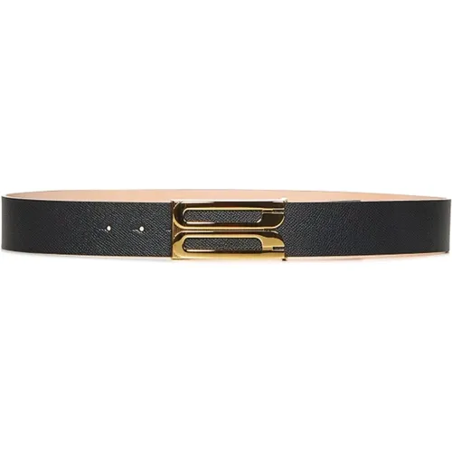 Belts, female, , Size: 70 CM Leather Belt with Gold Buckle - Victoria Beckham - Modalova