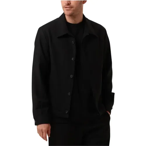 Woll-Hybrid-Jacke Schwarz , Herren, Größe: M - Selected Homme - Modalova