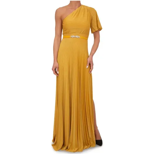 One-Shoulder Gold Dress , female, Sizes: S - Liu Jo - Modalova