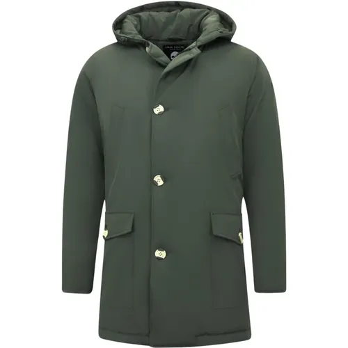 Long Winter Jacket with Hood Men , male, Sizes: M, S, XL, L, XS - Enos - Modalova