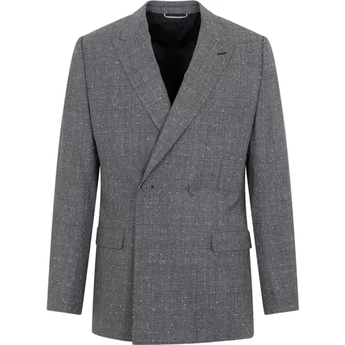 Blazers, male, , Size: M Grey Wool Jacket Prince of Wales - Dior - Modalova