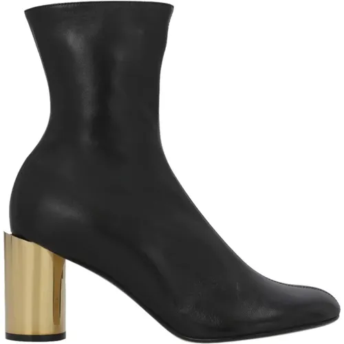 Schwarze Lederstiefel mit Geometrischem Absatz - Lanvin - Modalova