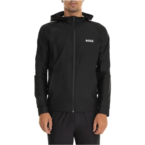 Zip-throughs, male, , Size: L High-Tech Hooded Sweatshirt with Zip - Boss - Modalova