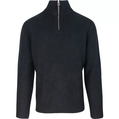 Schwarzer Rippstrickpullover mit Reißverschluss , Herren, Größe: L - A.P.C. - Modalova