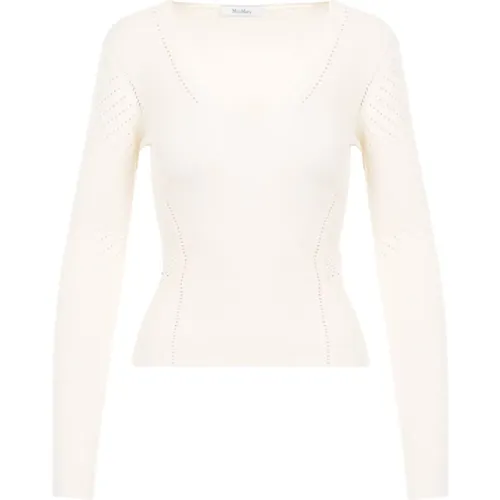 V-Neck Pointelle Sweater , female, Sizes: XS - Max Mara - Modalova