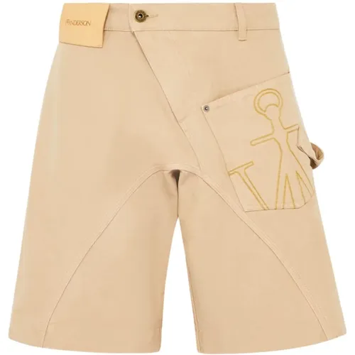 Casual Shorts, male, , Size: L Twisted Beige Shorts with Button Closure - JW Anderson - Modalova