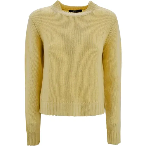 Kaschmir Rundhalspullover Gelb,Gelber Cashmere Pullover Langarm - Max Mara Weekend - Modalova