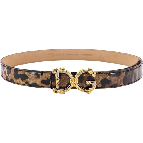 Belts, female, , Size: 90 CM Leather Animalier Belt - Dolce & Gabbana - Modalova