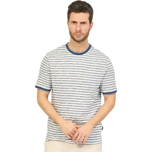 Blue Striped T-shirt and Polo , male, Sizes: L, 3XL, M, 2XL, 4XL, XL - Bugatti - Modalova