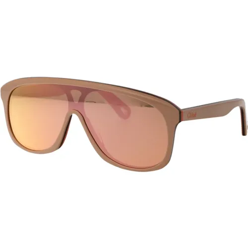 Stylische Sonnenbrille für modischen Look,Sportliche Piloten-Sonnenbrille mit Verspiegelten Gläsern - Chloé - Modalova