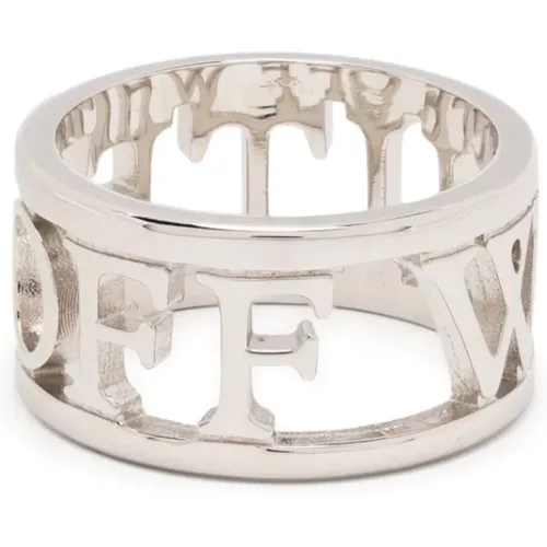 Logo Lettering Ring , male, Sizes: 62 MM - Off White - Modalova