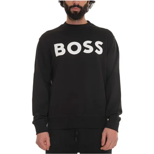 Einfarbiger Crewneck Sweatshirt mit Maxi-Logo - Boss - Modalova