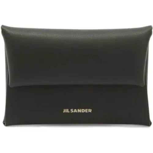 Wallets & Cardholders, male, , Size: ONE SIZE Embossed Leather Coin Purse with Snap Closure - Jil Sander - Modalova